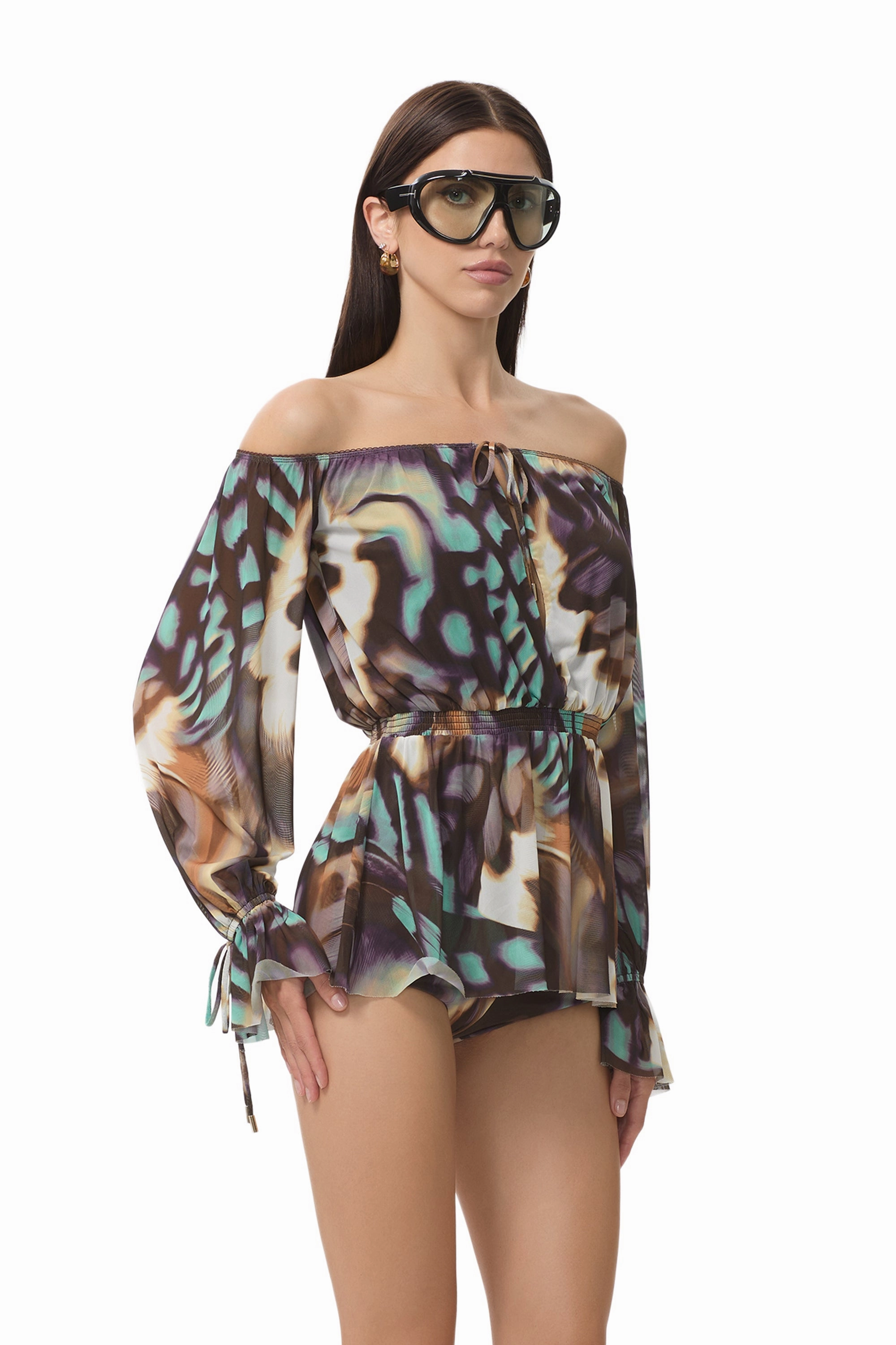 Gordon Top - Feather Swirl No Iron Fabric Vintage Hoodie