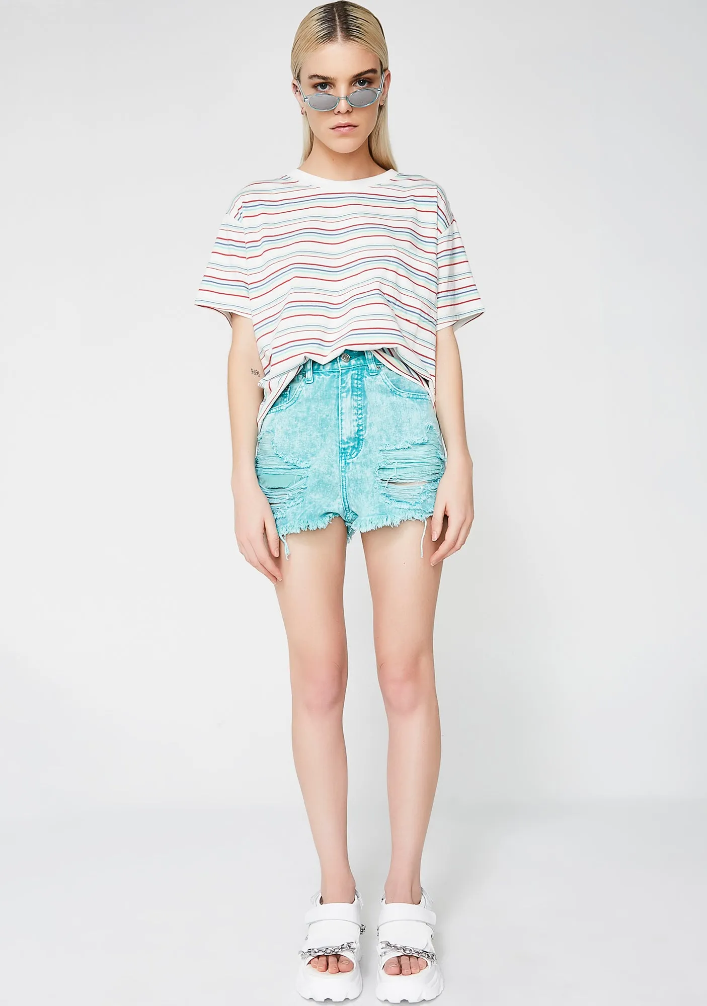 Got Me Tempted Distressed Shorts