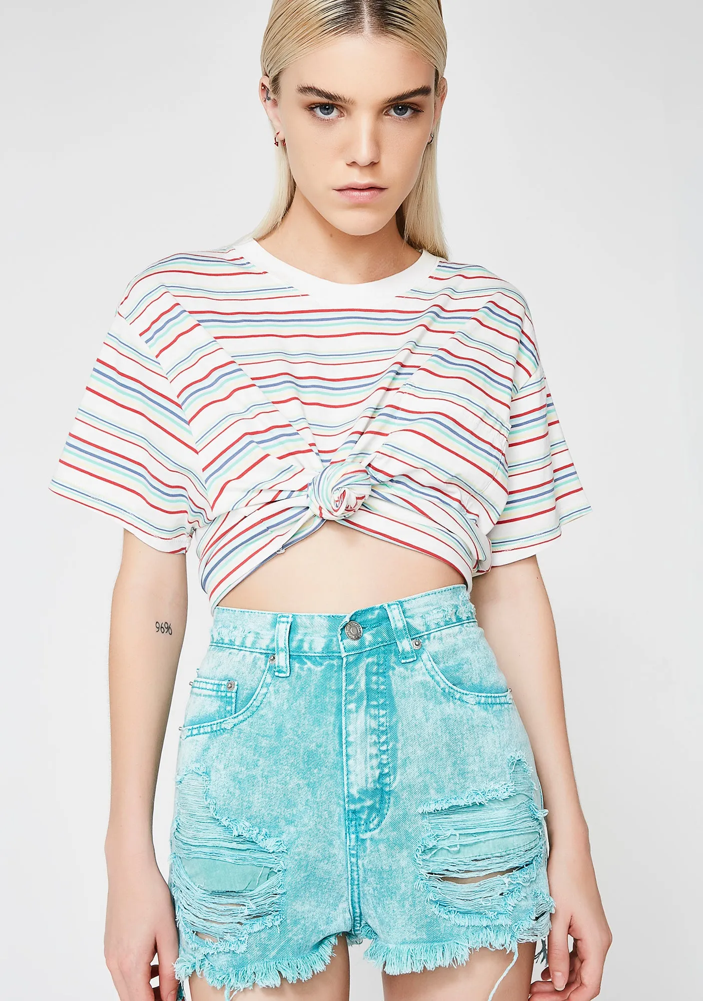 Got Me Tempted Distressed Shorts