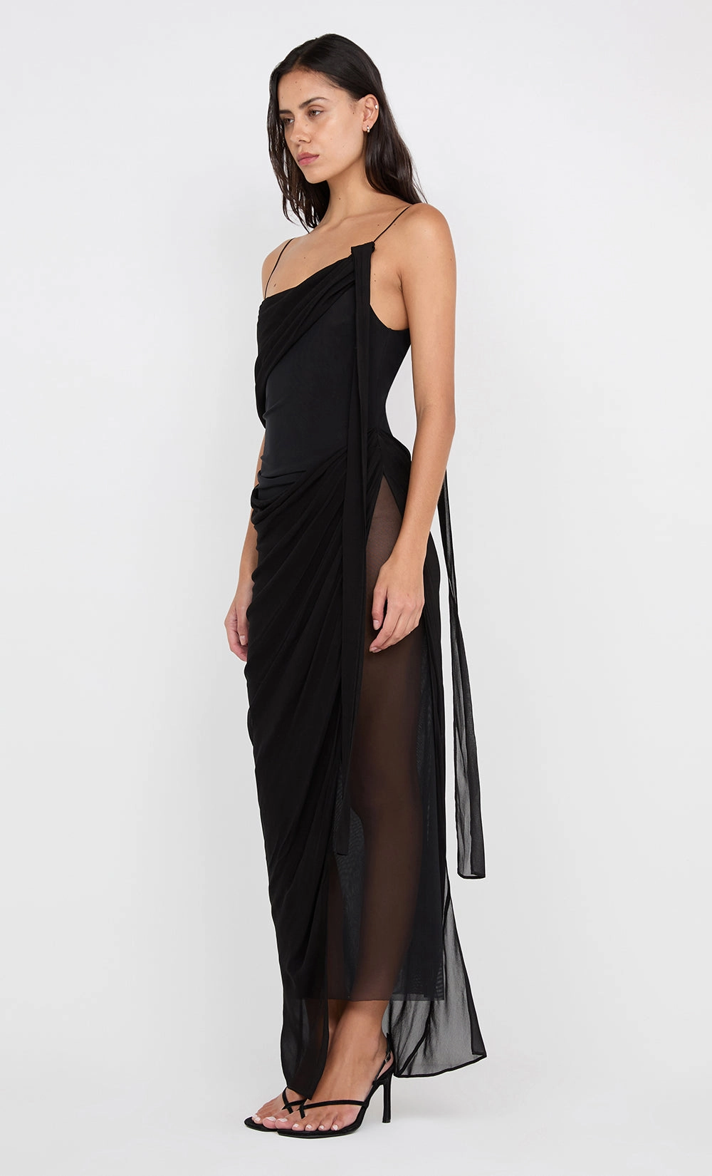 DANKA ASYM MAXI DRESS - BLACK Contrast-Lining Flattering Look Wear