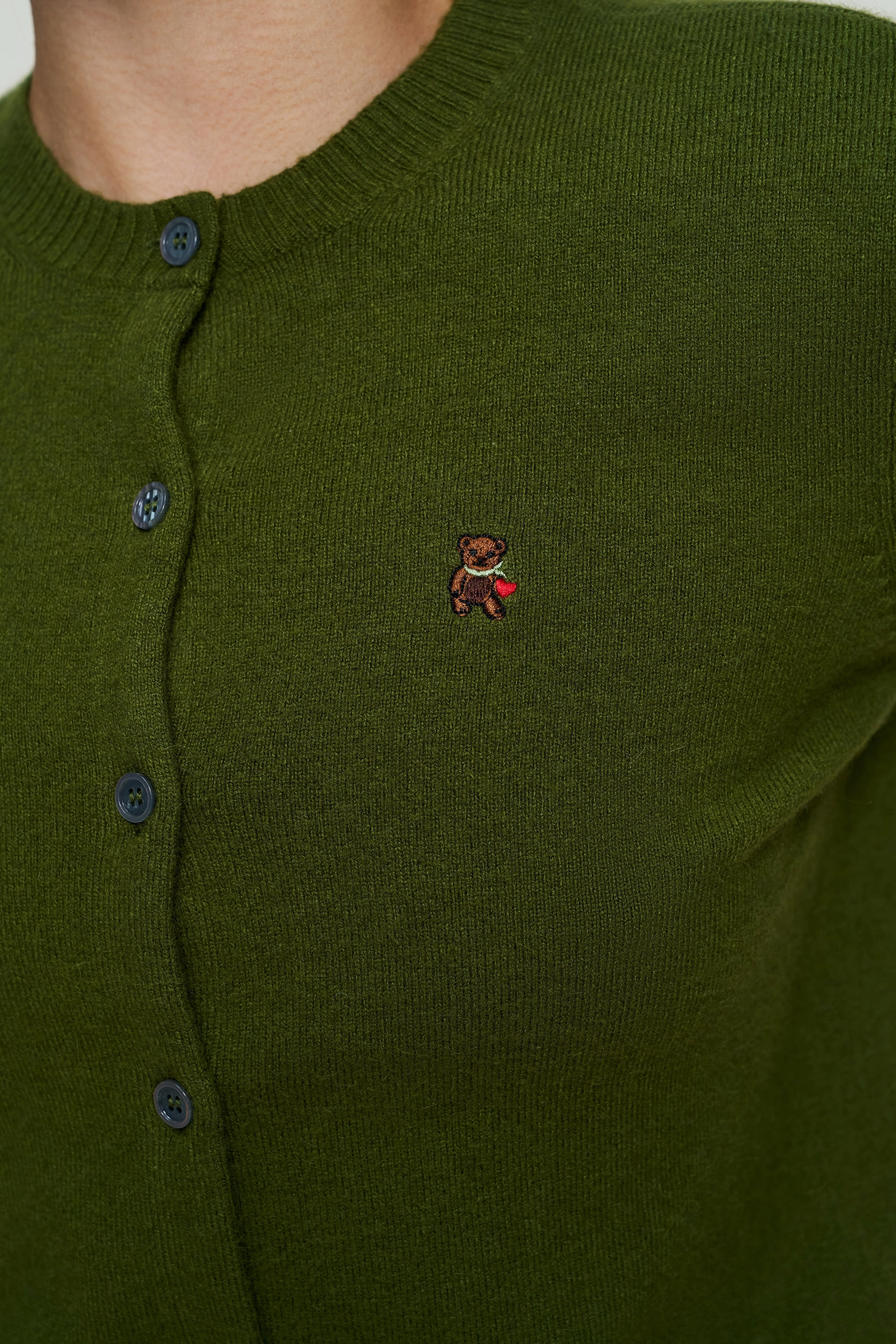June Relaxed Wool Cardigan Double Layered Hem Sweat Wicking Lining
