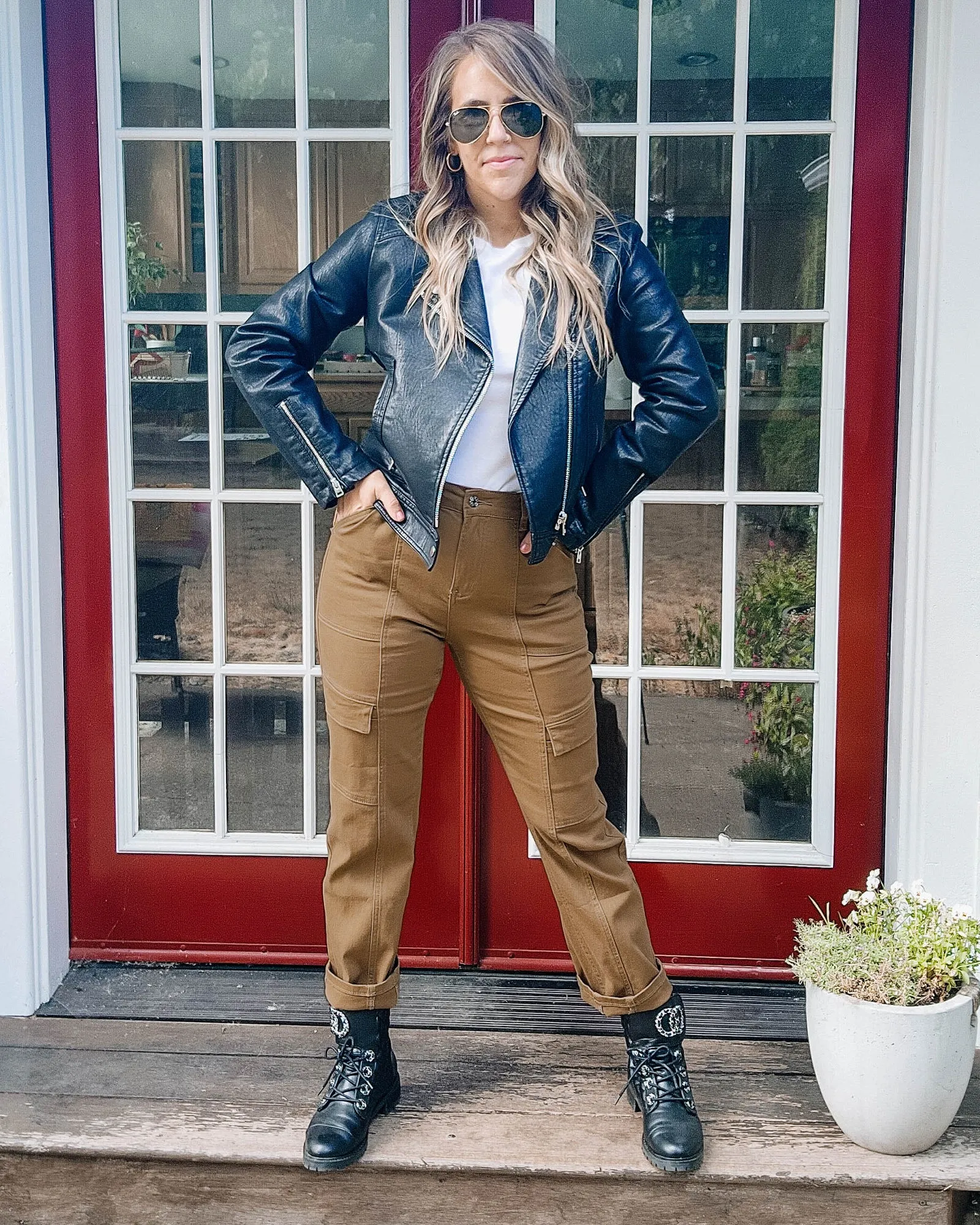 GRAPENT 2023 Jeans for Women Fashion Cargo Pants High Waisted Stretch Straight Leg Distressed Denim Pants