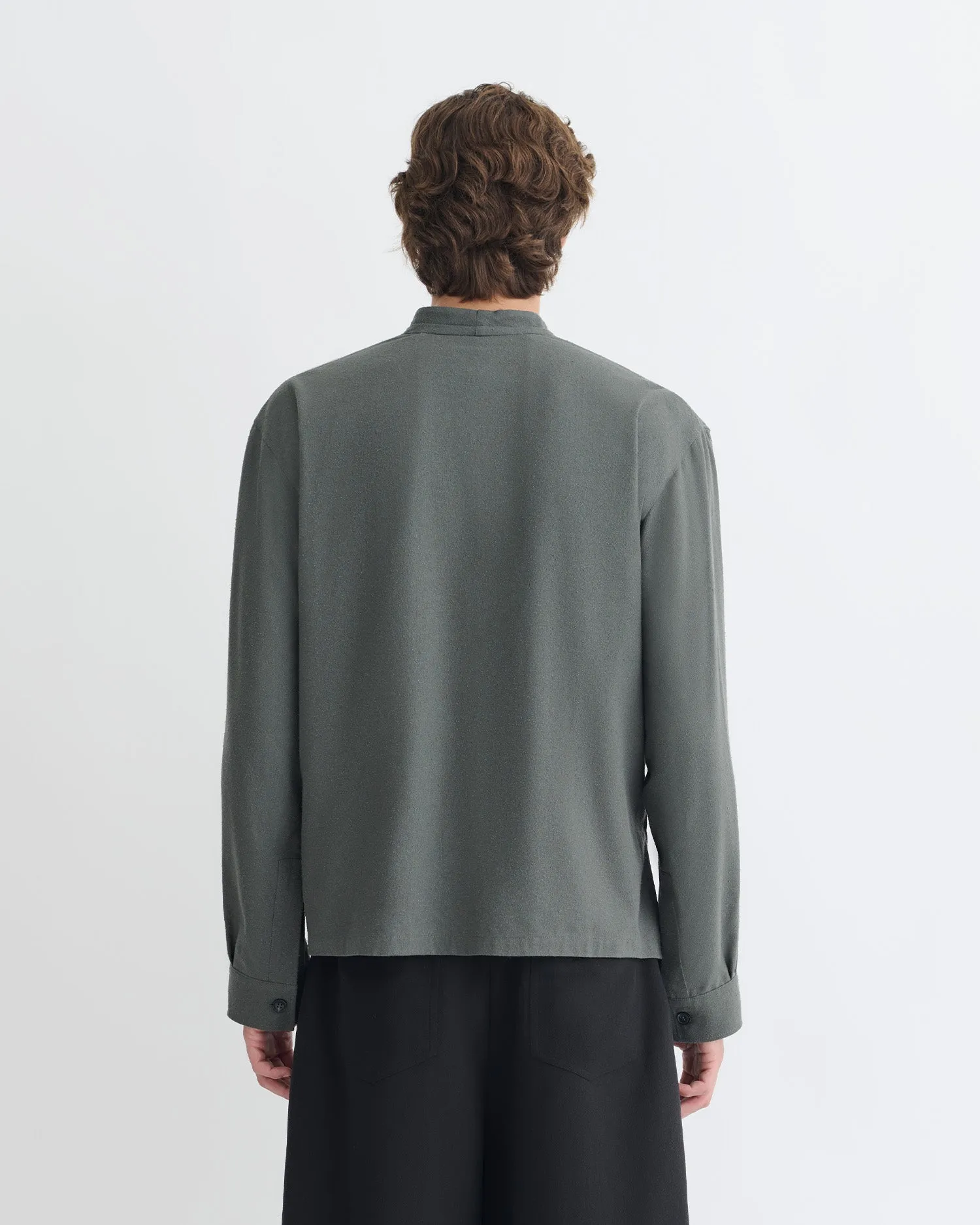 education industry Yorick - Raw Silk Wrap Shirt - Dark Grey