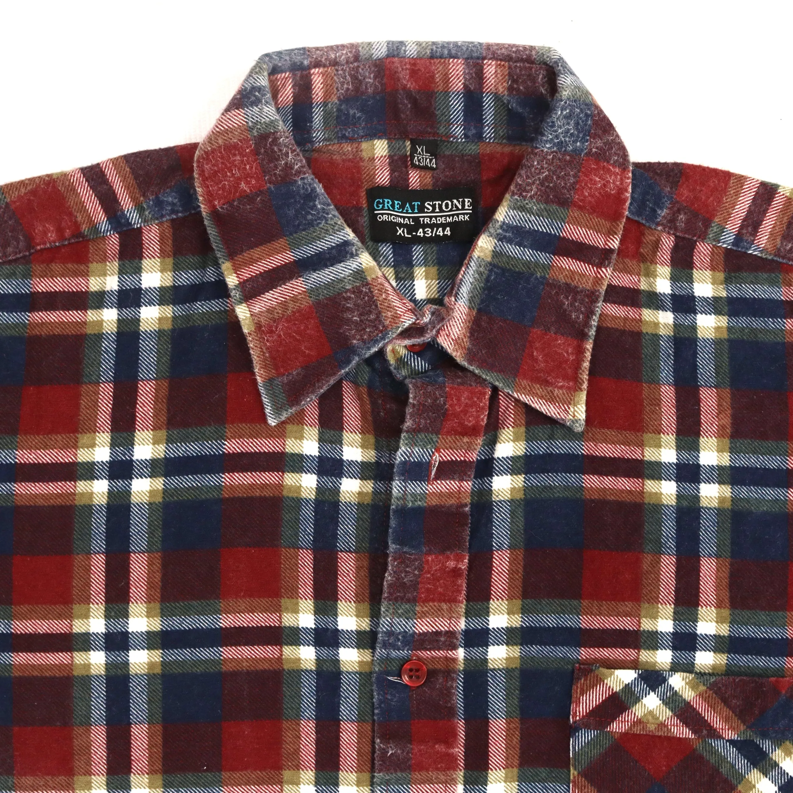 Great Stone Checkered Flannel Shirt Navy Beige Brown