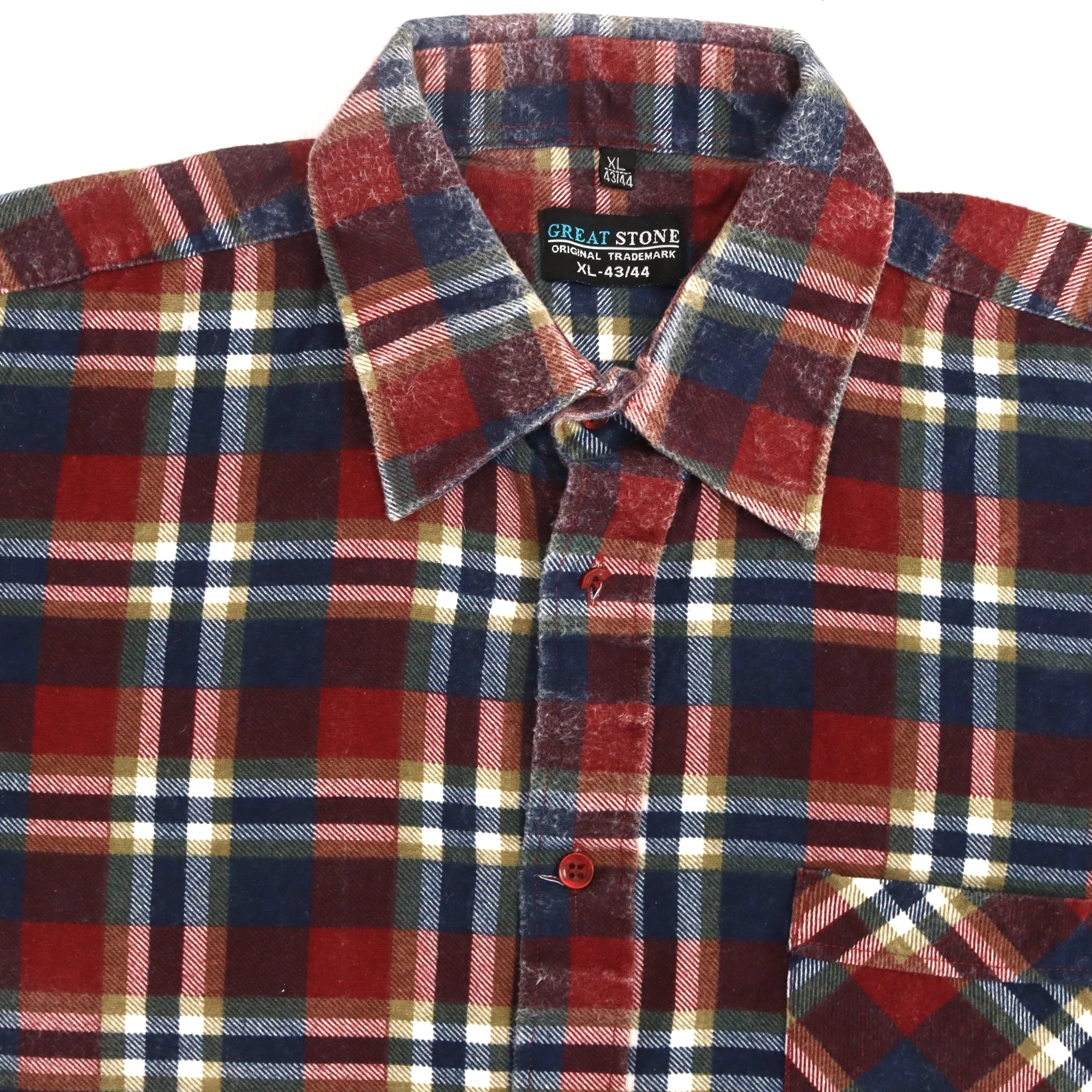 Great Stone Checkered Flannel Shirt Navy Beige Brown