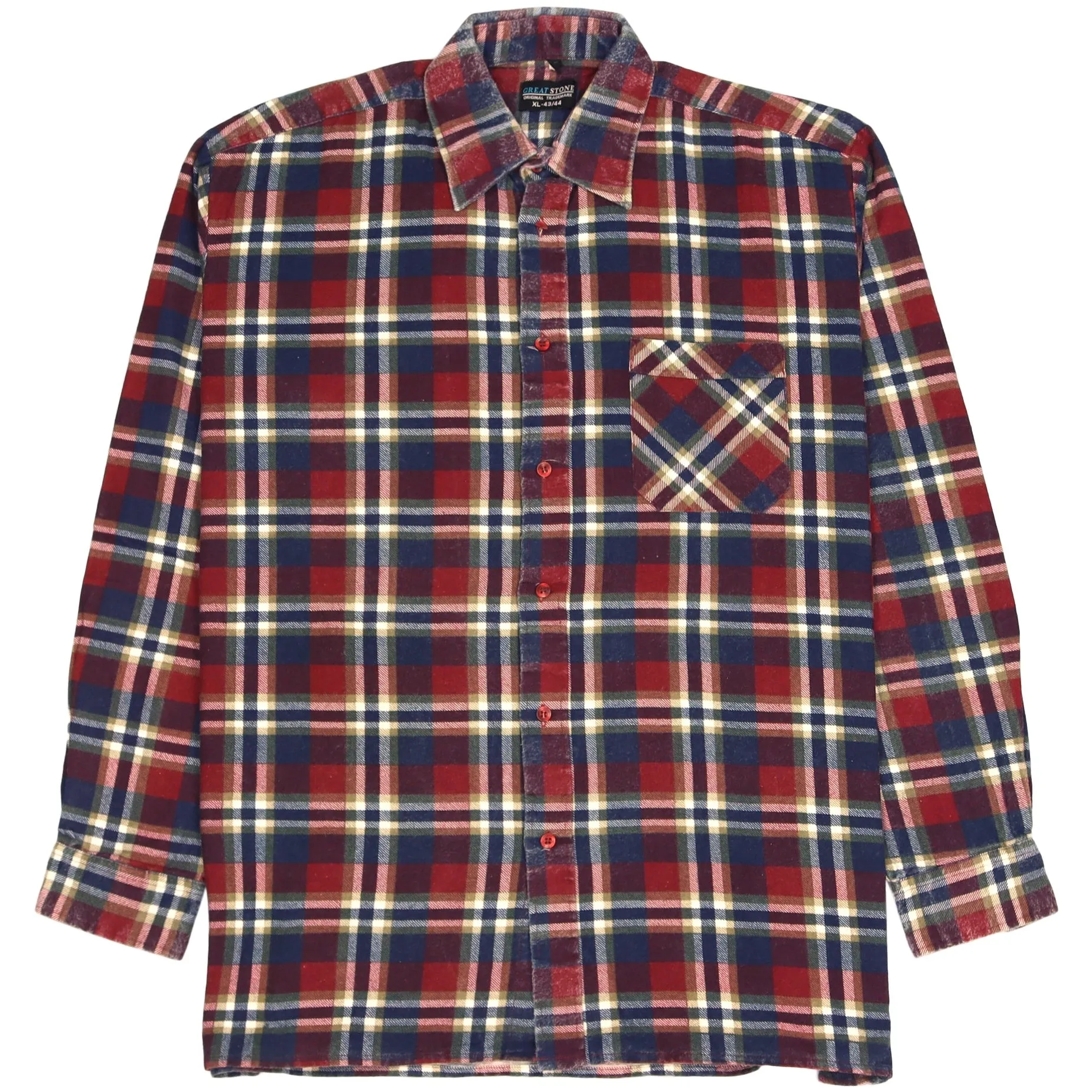 Great Stone Checkered Flannel Shirt Navy Beige Brown