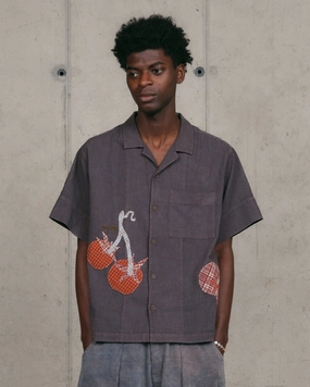 Holiday Outfit Floral Motif Greetings Shirt SS - Tomato