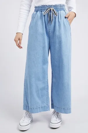 Greta Wide Leg Pant in Mid Blue Denim