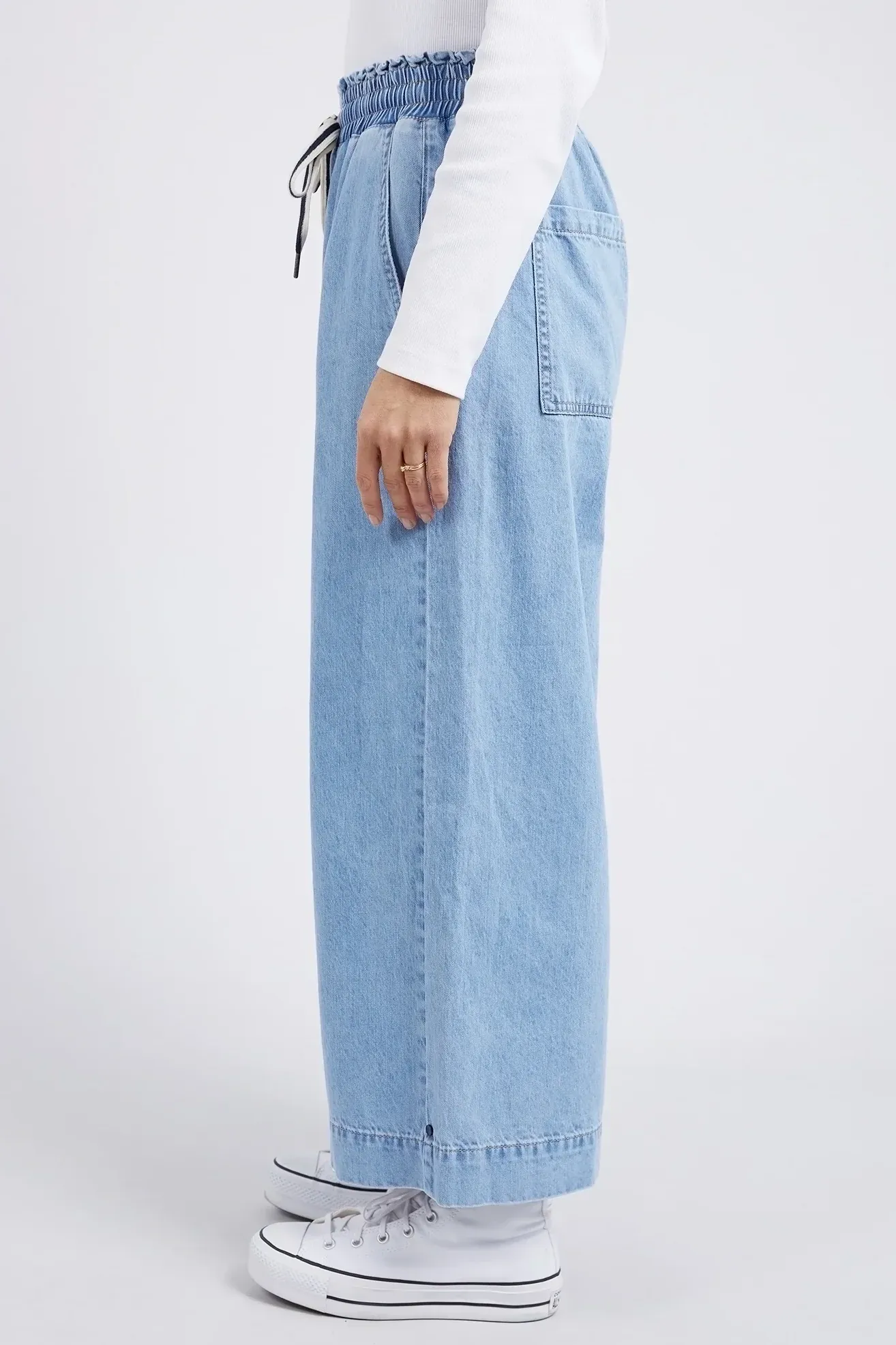 Greta Wide Leg Pant in Mid Blue Denim
