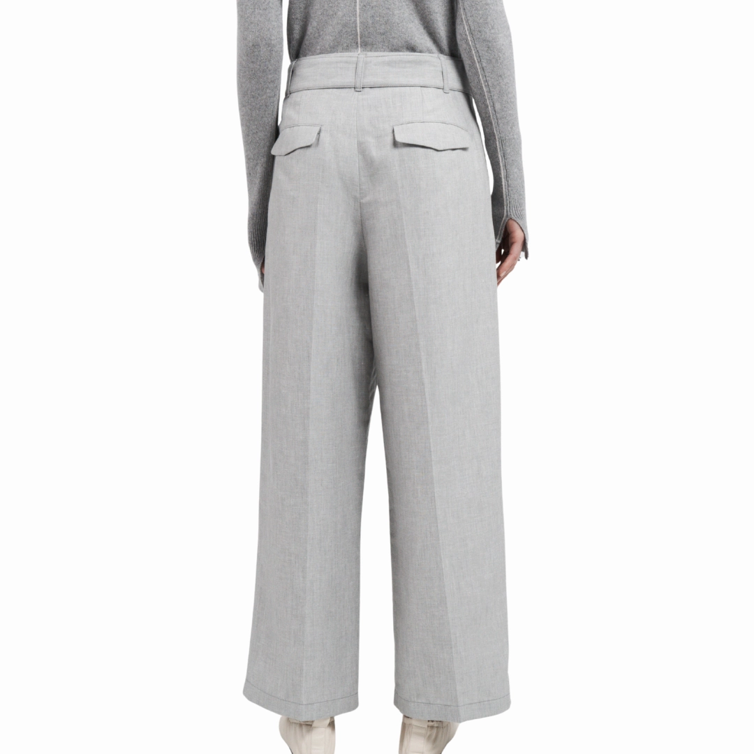 Grey Chambray Crop Pant Movement Ease All Season Wear