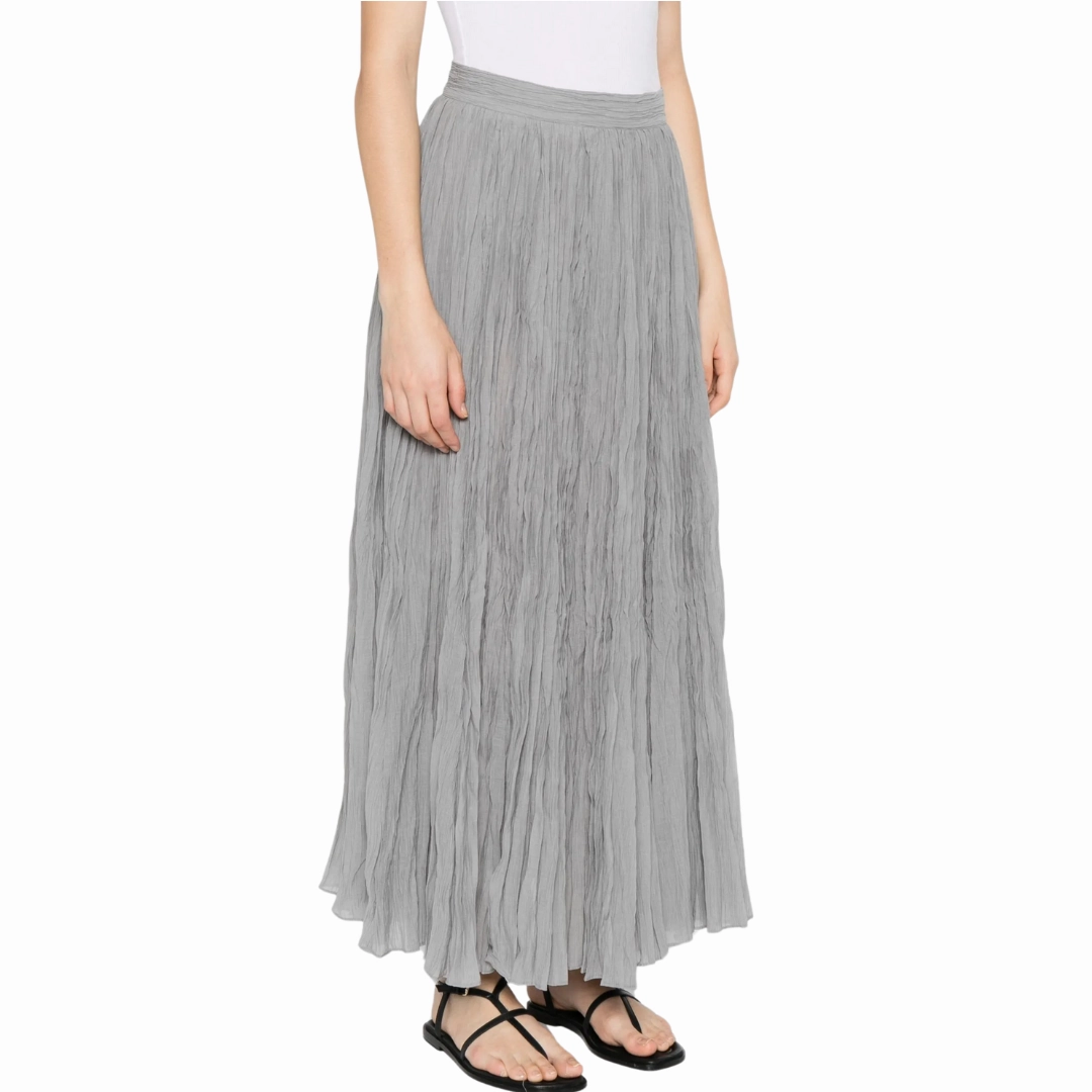 Grey Plisse Skirt Edgy Look