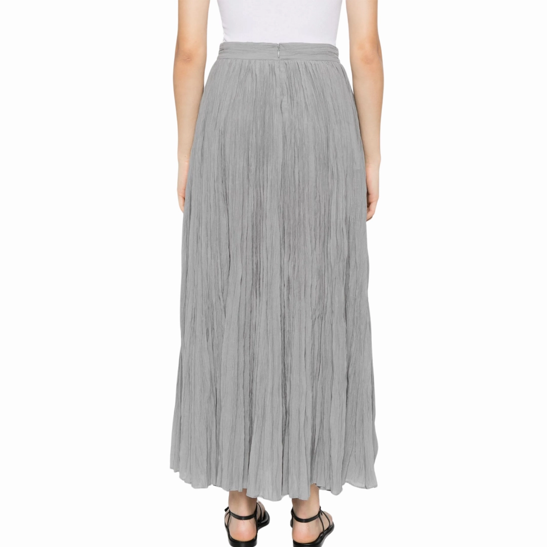 Grey Plisse Skirt Breezy Outfit