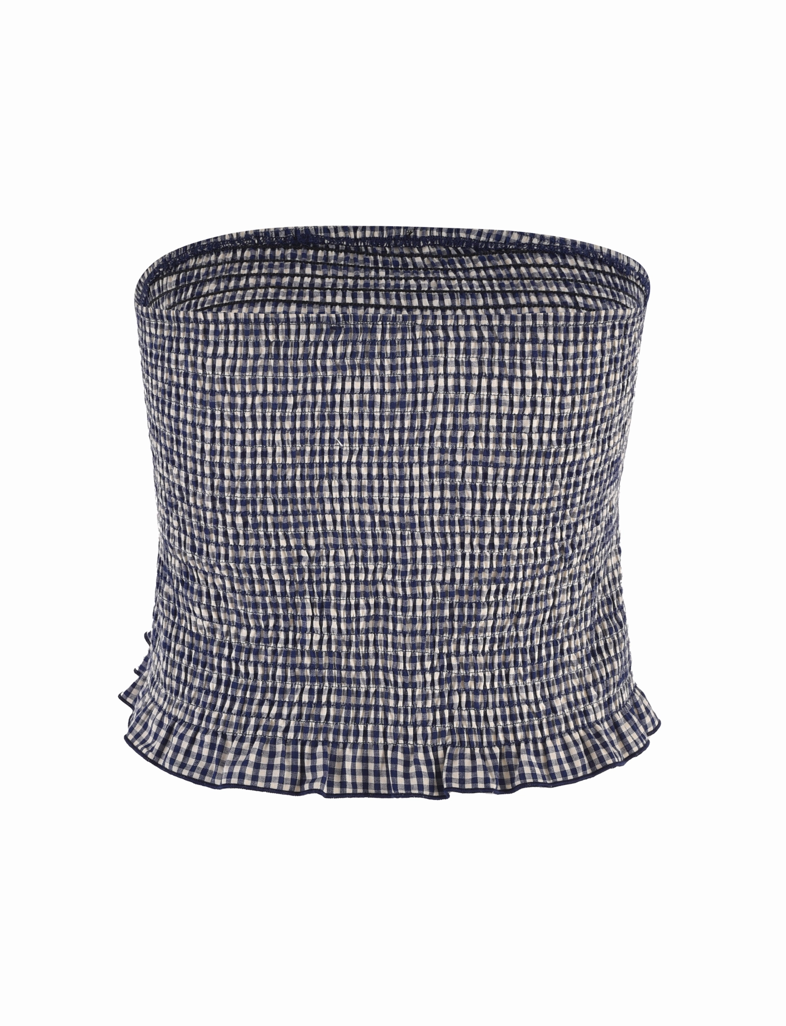 ERYNN TOP - NAVY GINGHAM NonToxic Certification Elastic Edge Binding