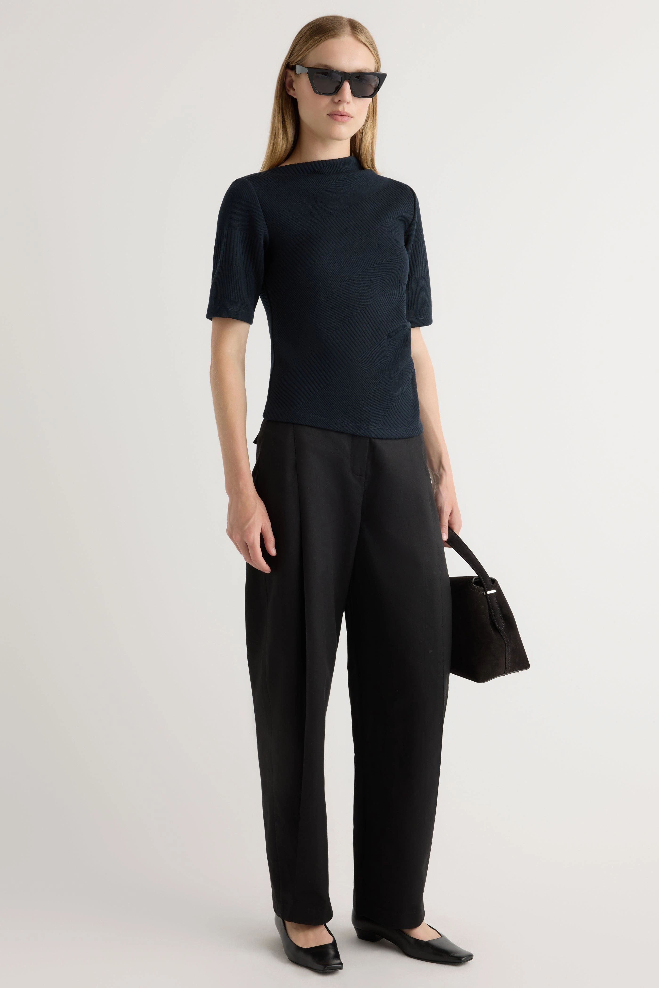 TemperatureRegulating Material Antimicrobial Finish Pauline Ribbed Asymmetric-Neck Top