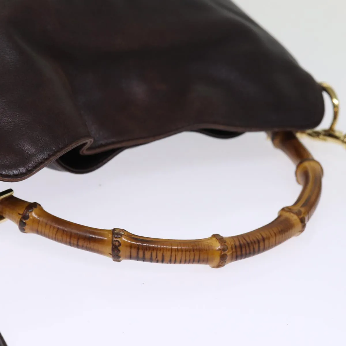 GUCCI Bamboo Shoulder Bag Leather 2way Brown 001 2058 1638 0 77089