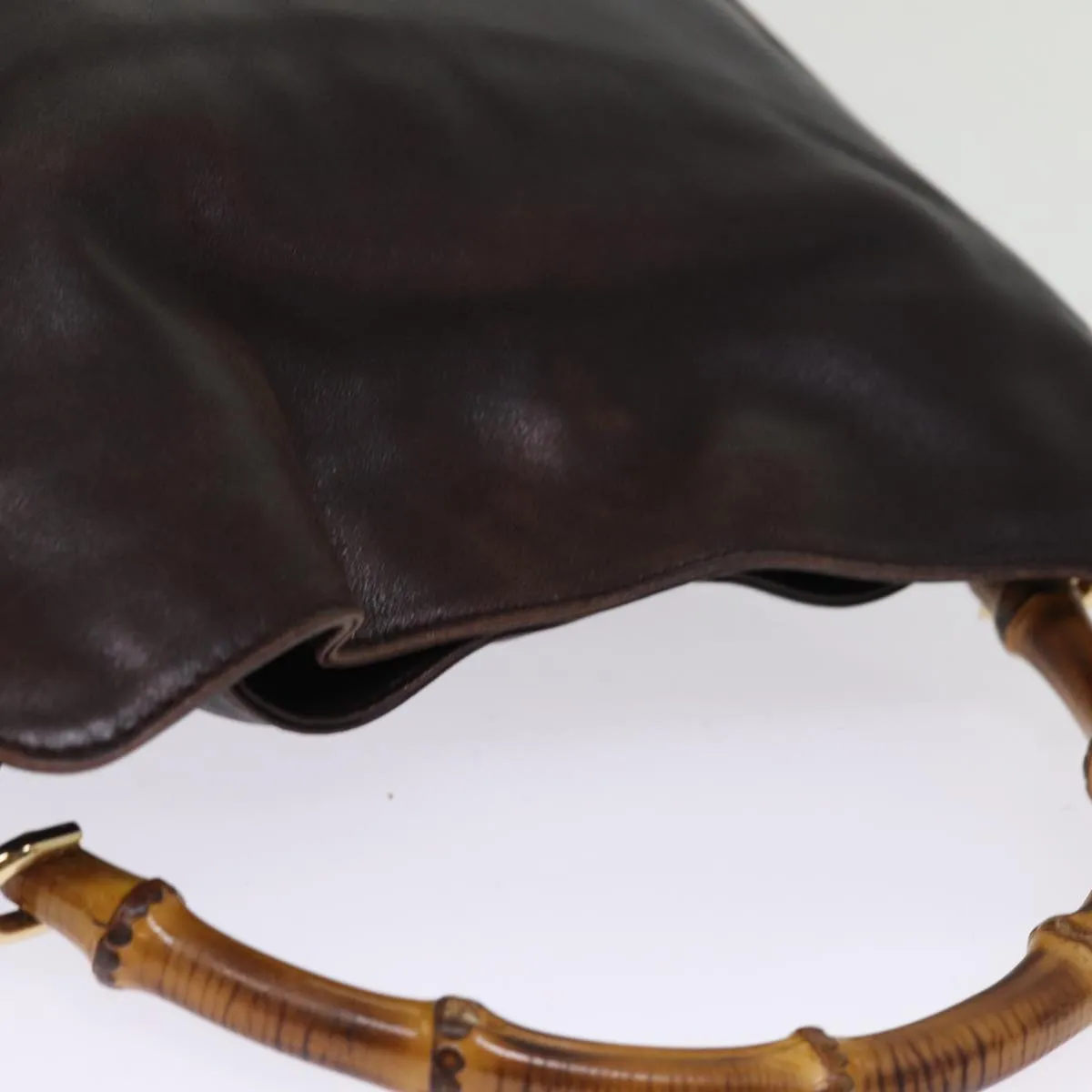 GUCCI Bamboo Shoulder Bag Leather 2way Brown 001 2058 1638 0 77089