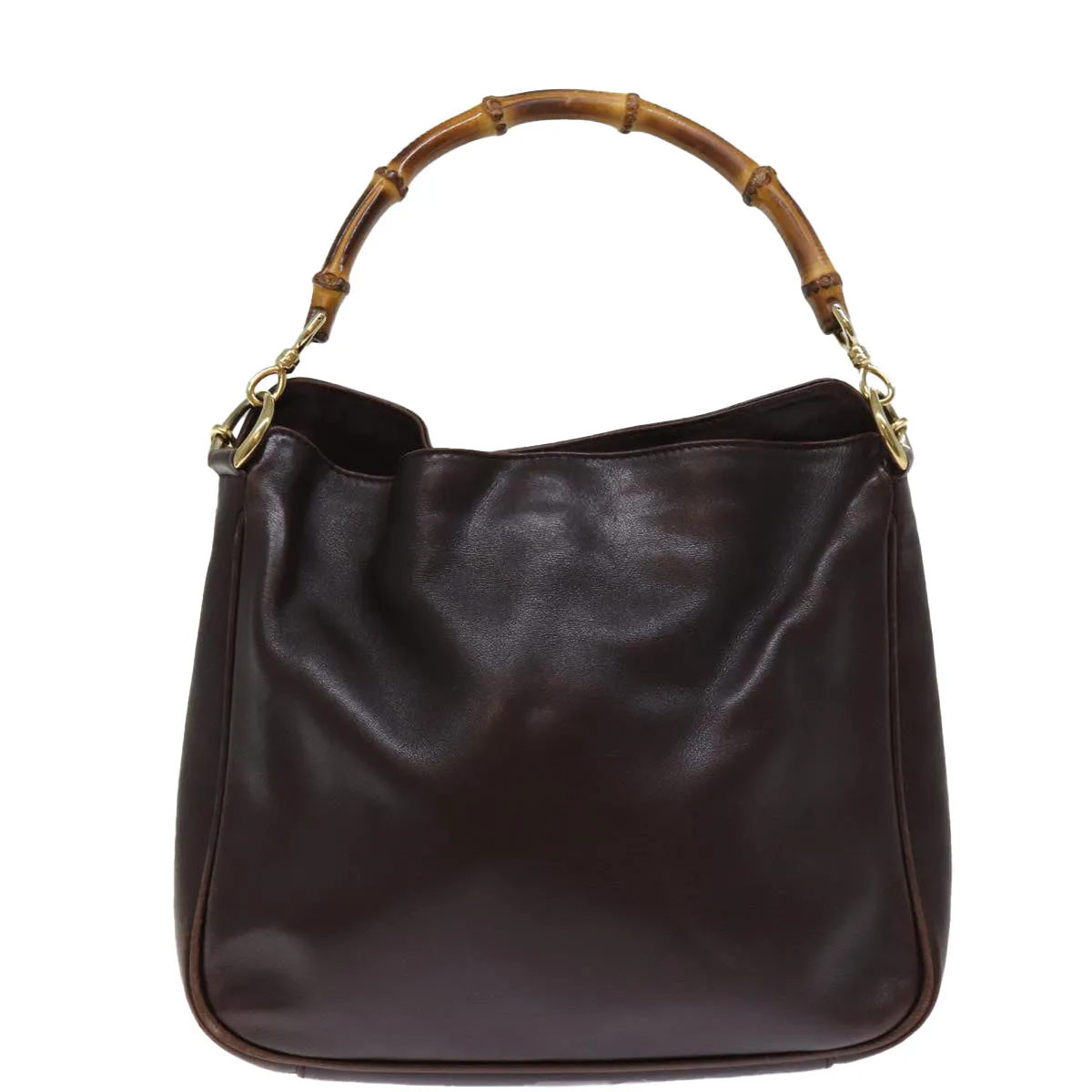 GUCCI Bamboo Shoulder Bag Leather 2way Brown 001 2058 1638 0 77089