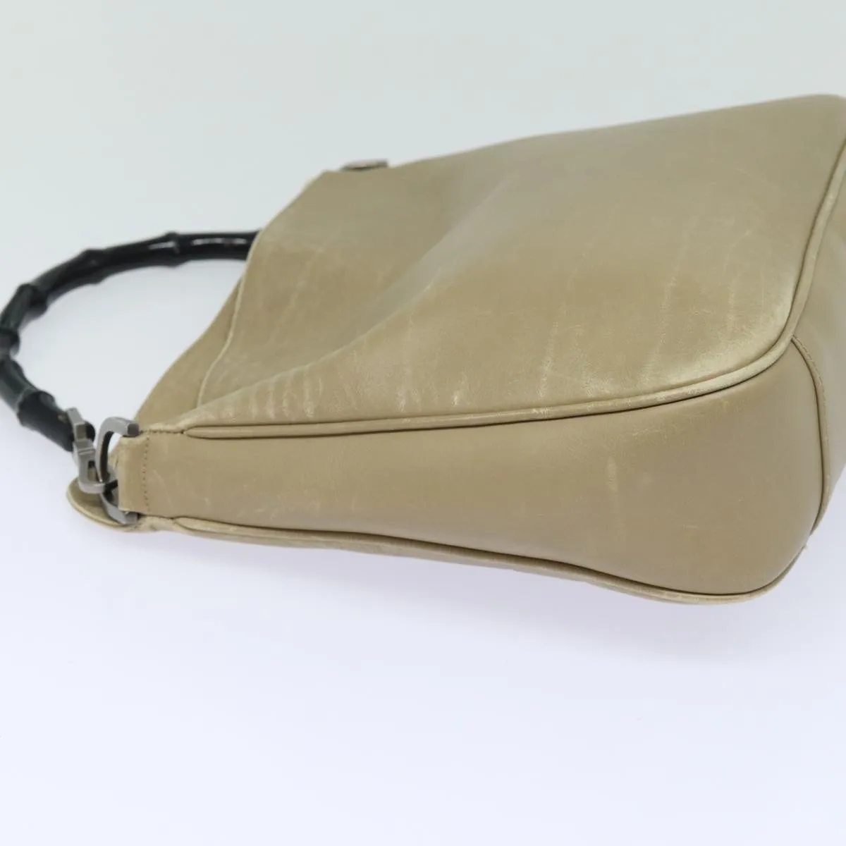 GUCCI Bamboo Shoulder Bag Leather Beige 80119