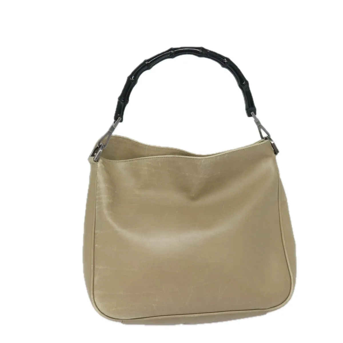 GUCCI Bamboo Shoulder Bag Leather Beige 80119