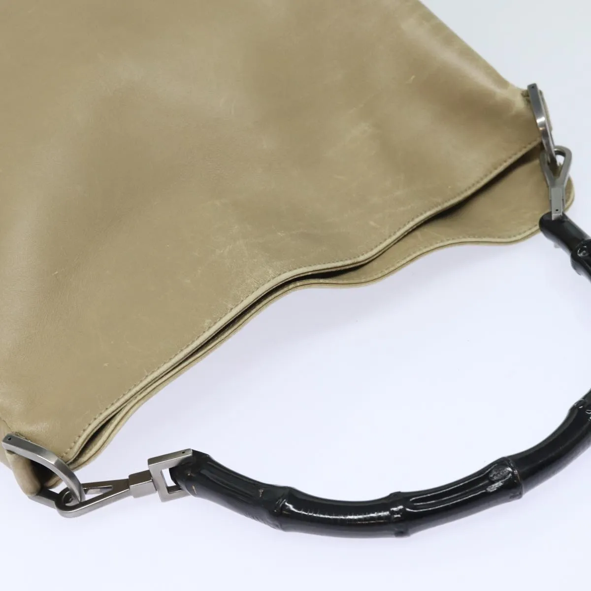 GUCCI Bamboo Shoulder Bag Leather Beige 80119