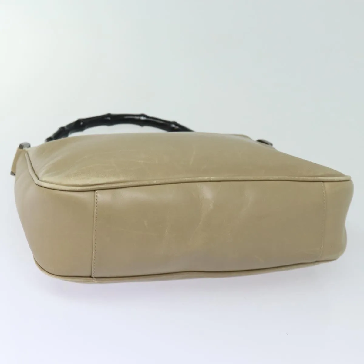 GUCCI Bamboo Shoulder Bag Leather Beige 80119