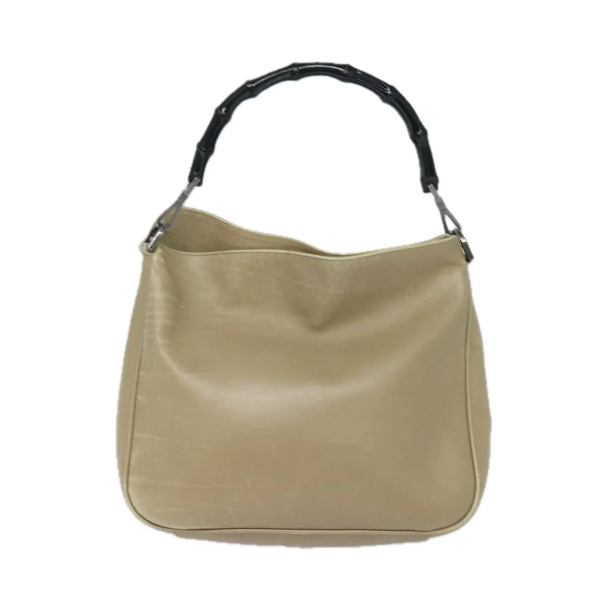 GUCCI Bamboo Shoulder Bag Leather Beige 80119