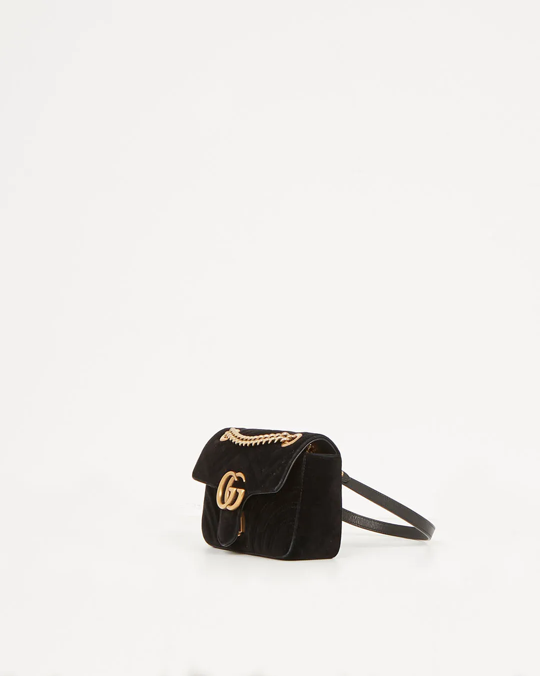 Gucci Black Velvet Mini Marmont 2.0 Shoulder Bag