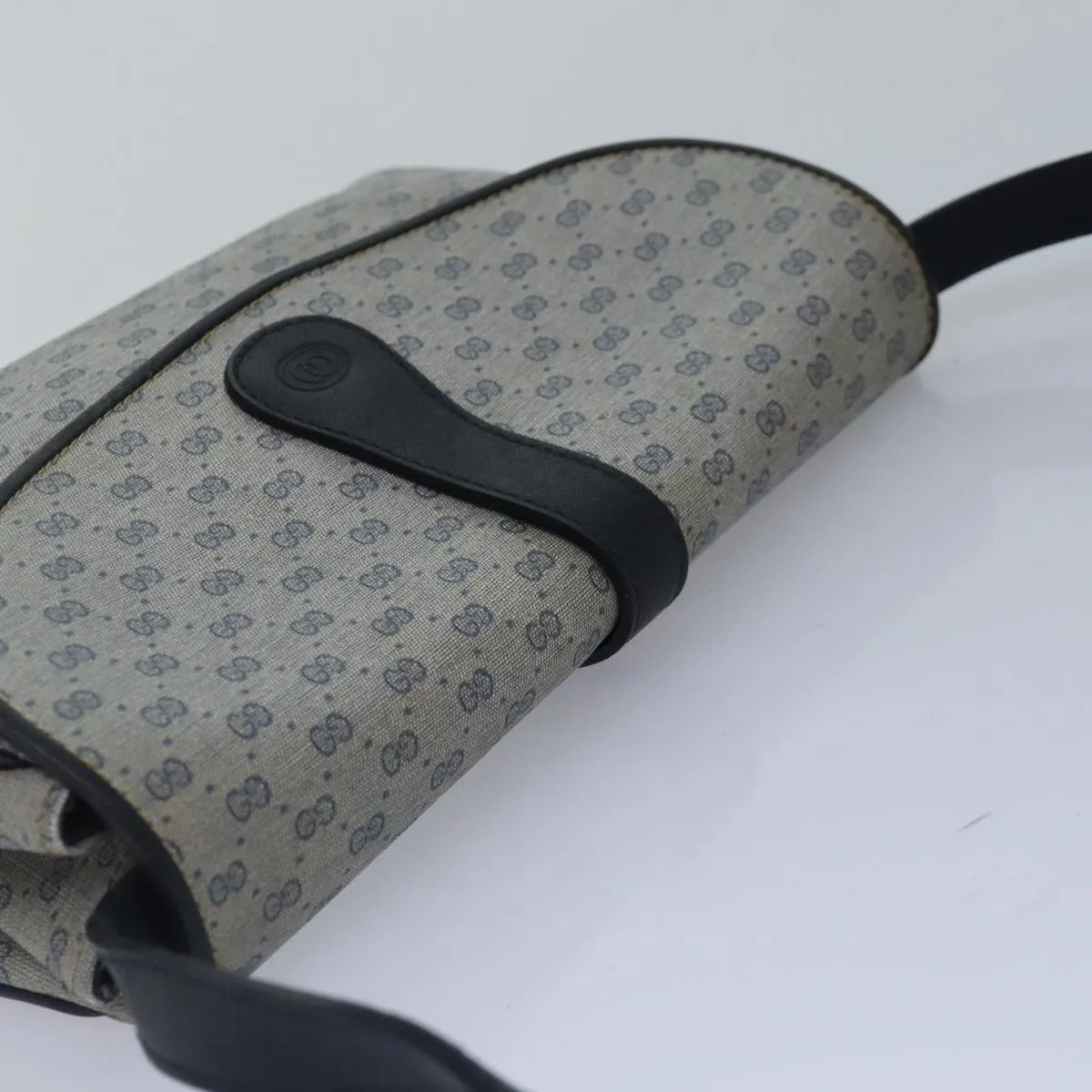GUCCI Micro GG Supreme Shoulder Bag PVC Navy Gold 88596