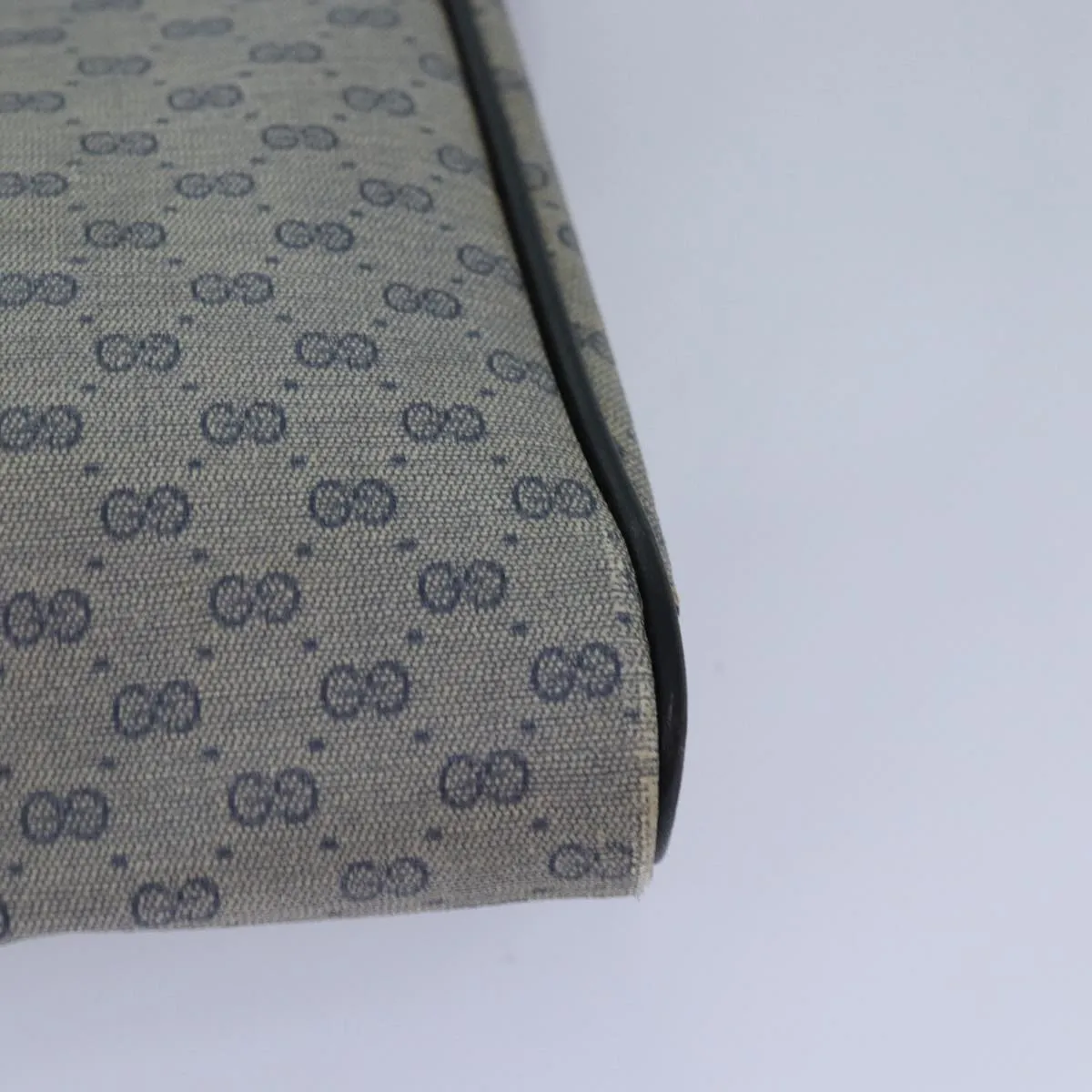 GUCCI Micro GG Supreme Shoulder Bag PVC Navy Gold 88596