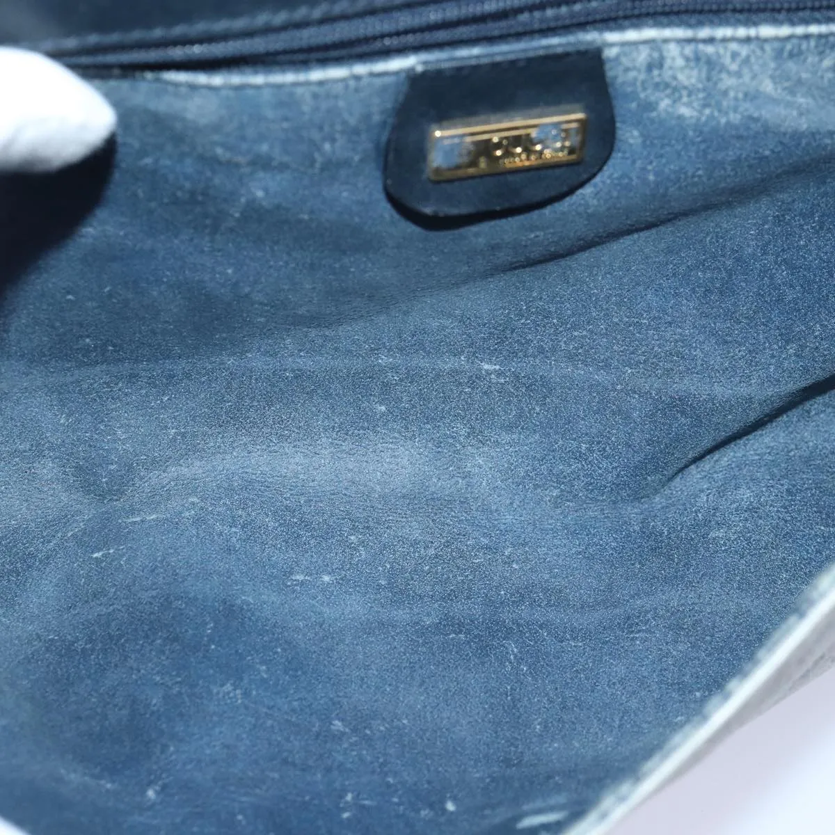 GUCCI Micro GG Supreme Shoulder Bag PVC Navy Gold 88596