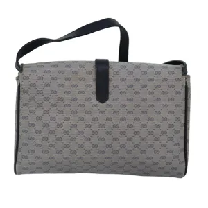 GUCCI Micro GG Supreme Shoulder Bag PVC Navy Gold 88596