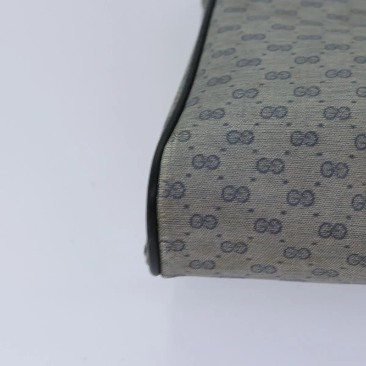 GUCCI Micro GG Supreme Shoulder Bag PVC Navy Gold 88596