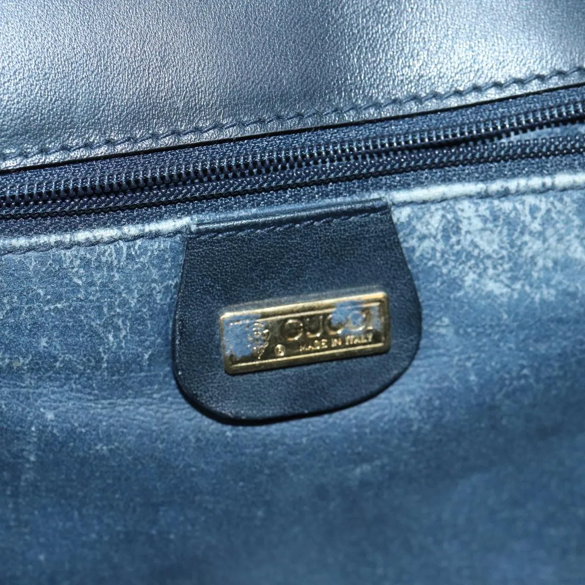 GUCCI Micro GG Supreme Shoulder Bag PVC Navy Gold 88596