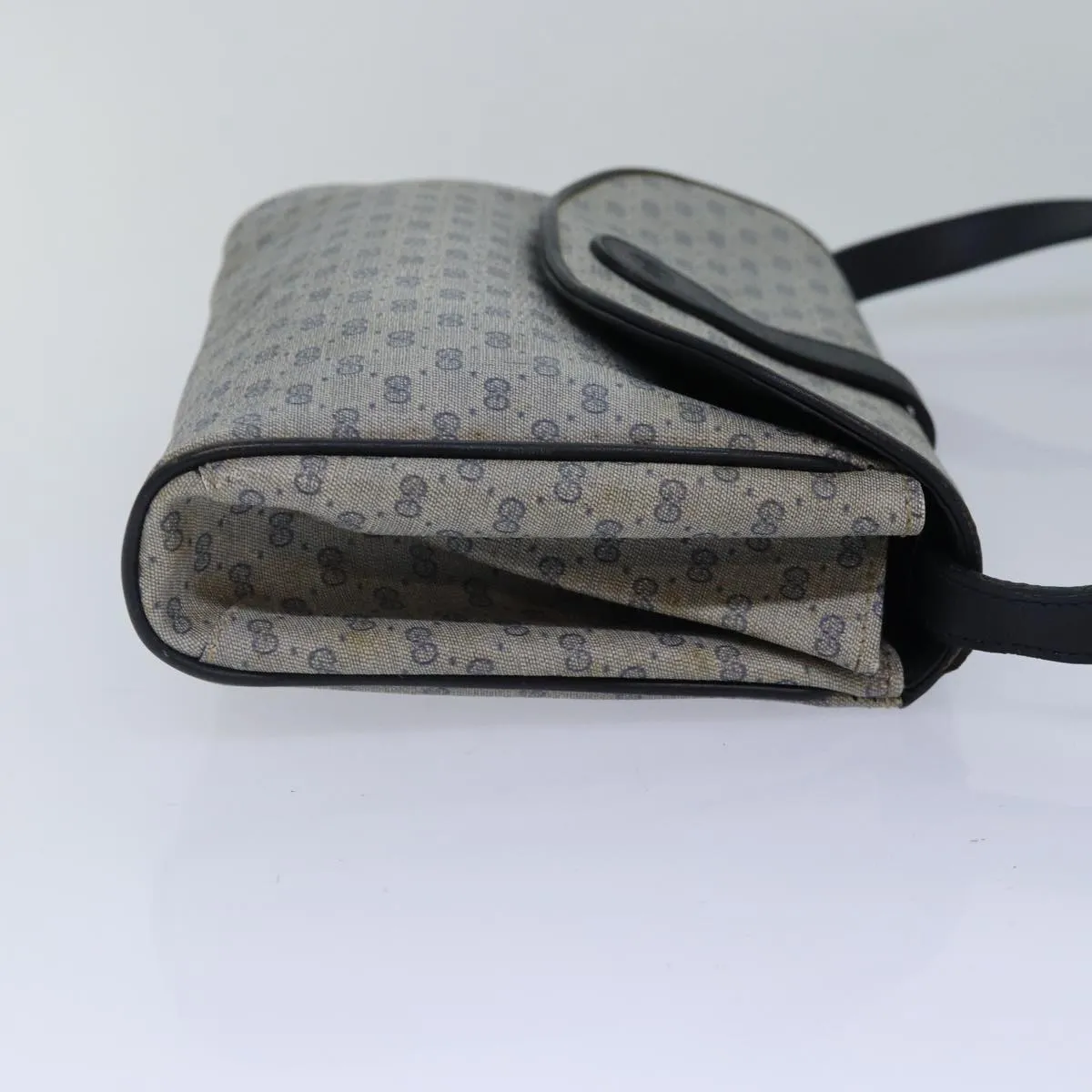 GUCCI Micro GG Supreme Shoulder Bag PVC Navy Gold 88596
