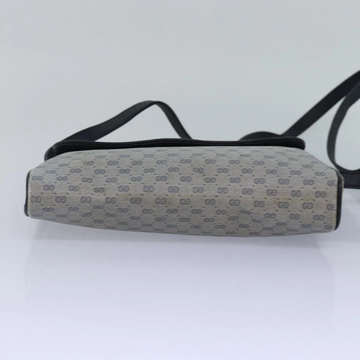 GUCCI Micro GG Supreme Shoulder Bag PVC Navy Gold 88596