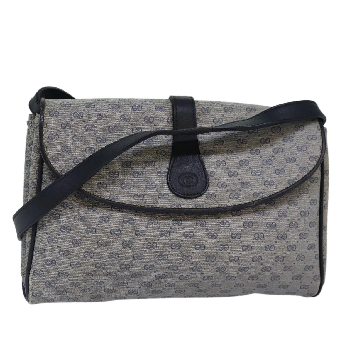 GUCCI Micro GG Supreme Shoulder Bag PVC Navy Gold 88596