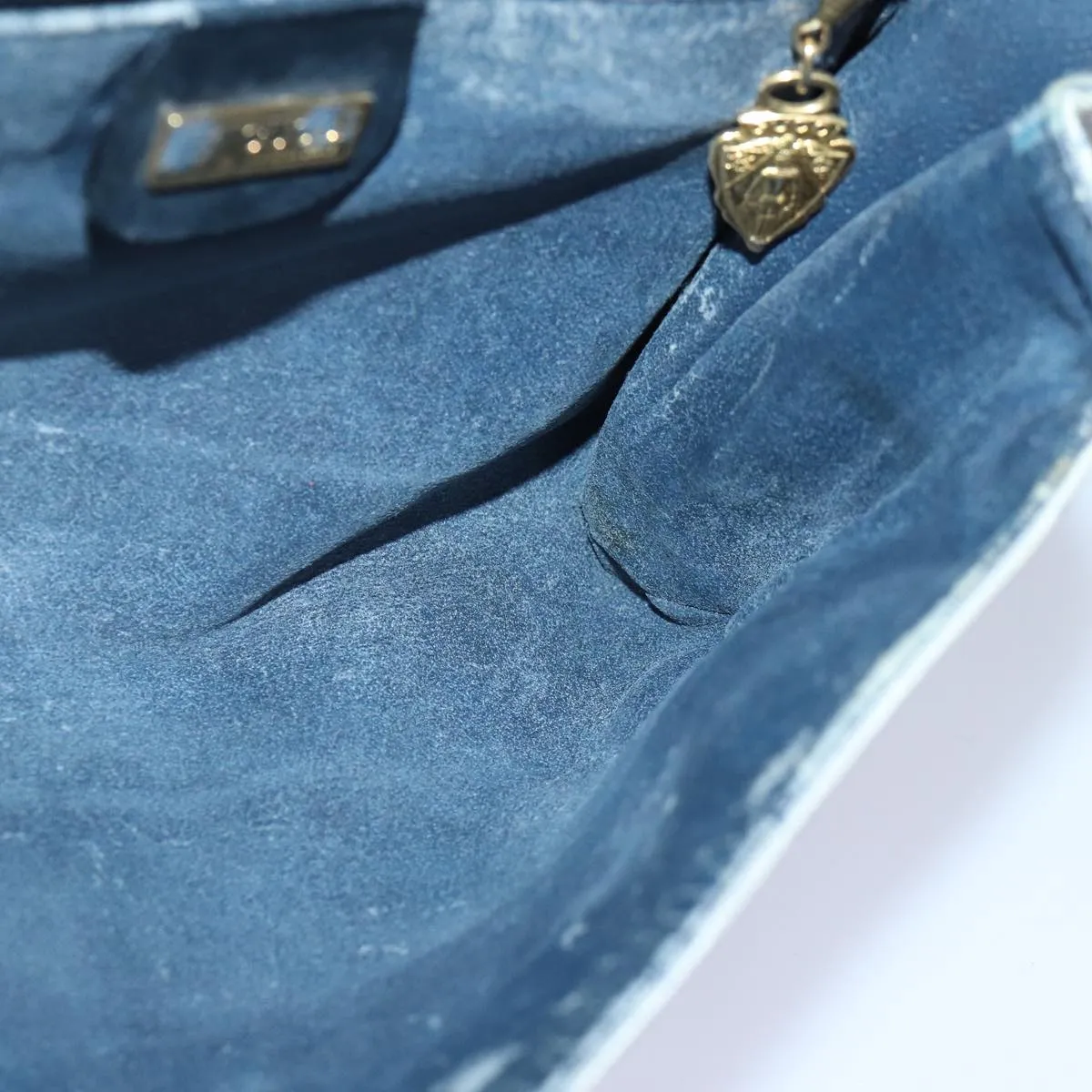 GUCCI Micro GG Supreme Shoulder Bag PVC Navy Gold 88596