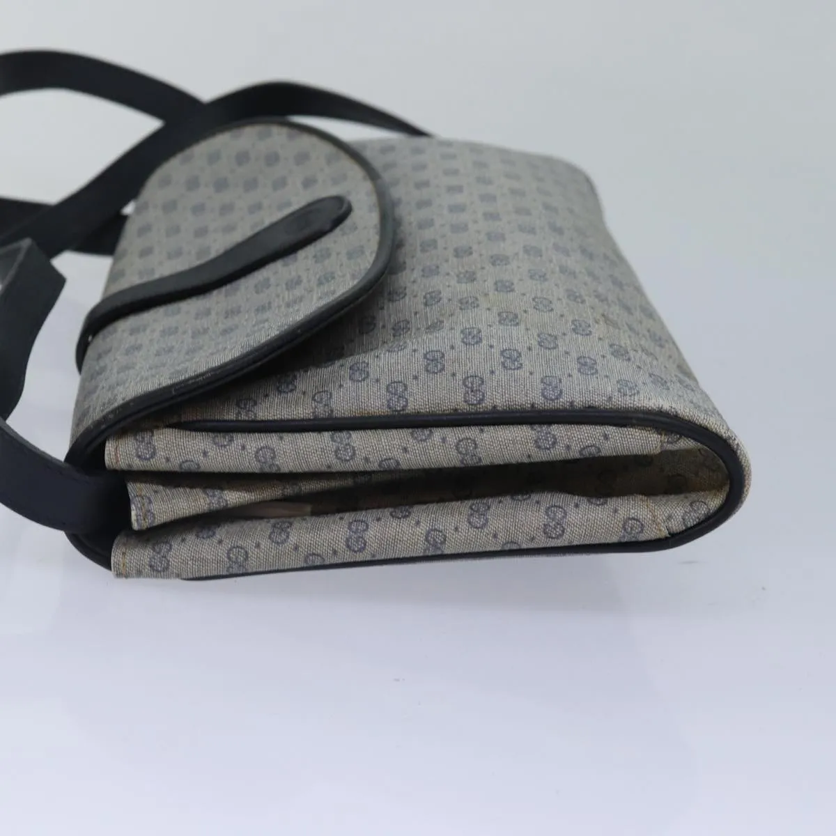GUCCI Micro GG Supreme Shoulder Bag PVC Navy Gold 88596