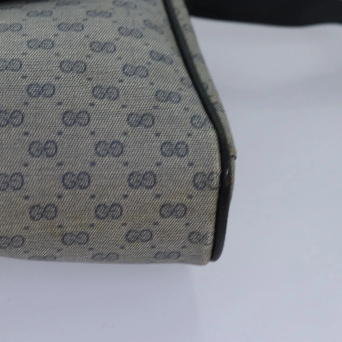 GUCCI Micro GG Supreme Shoulder Bag PVC Navy Gold 88596