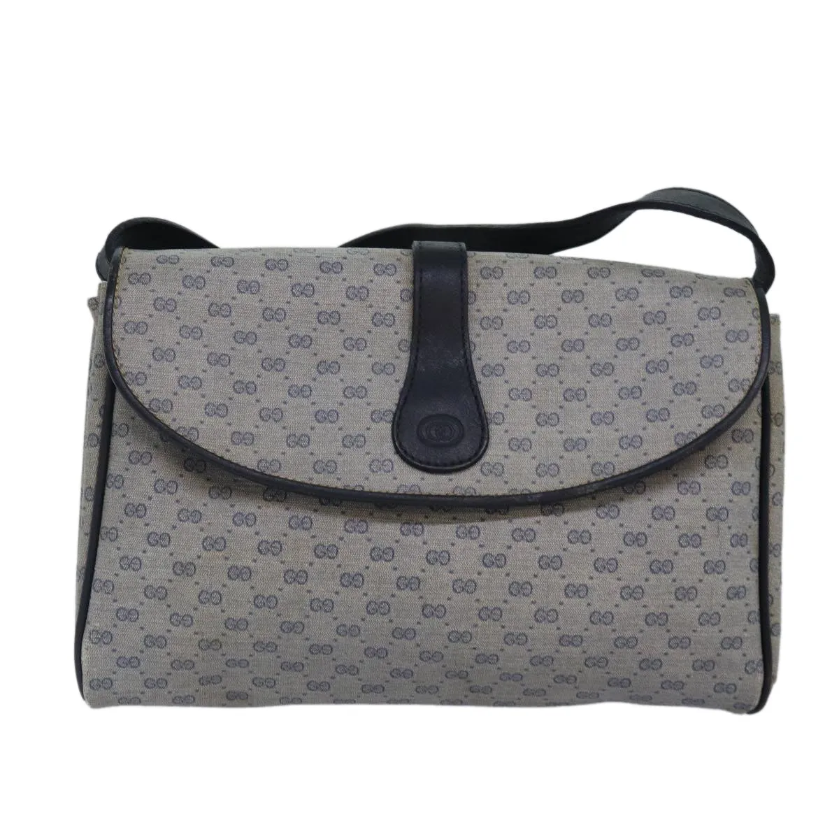 GUCCI Micro GG Supreme Shoulder Bag PVC Navy Gold 88596
