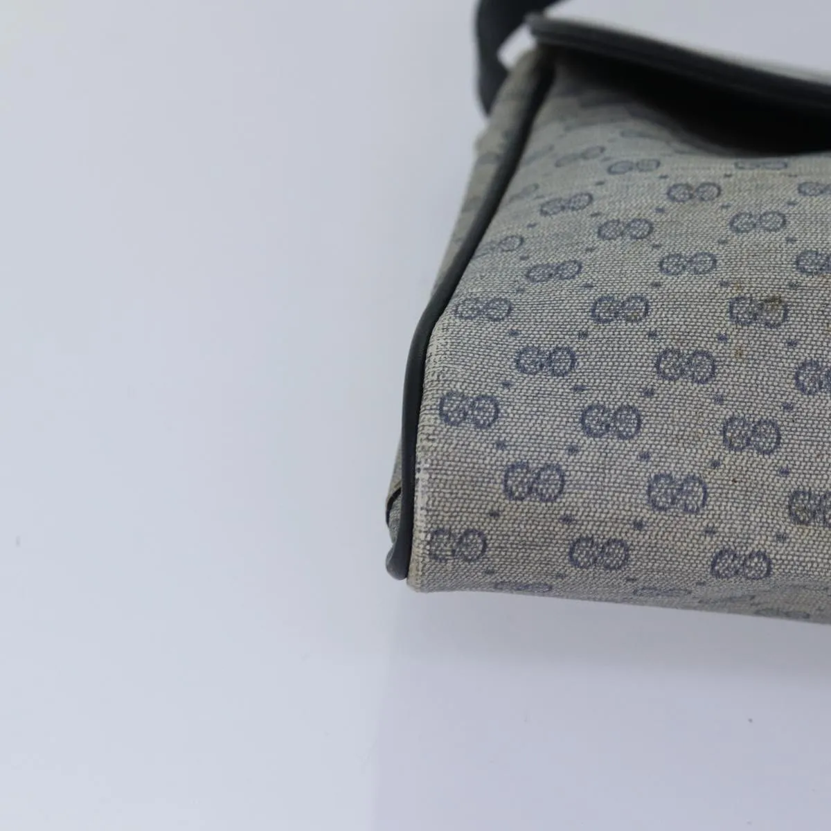 GUCCI Micro GG Supreme Shoulder Bag PVC Navy Gold 88596
