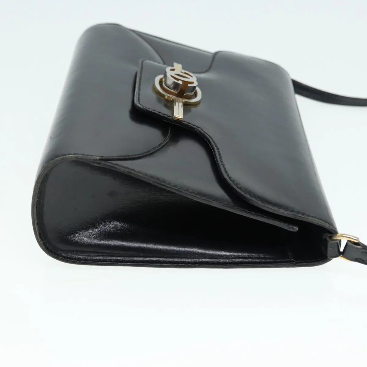 GUCCI Shoulder Bag Leather Black Gold ep5586