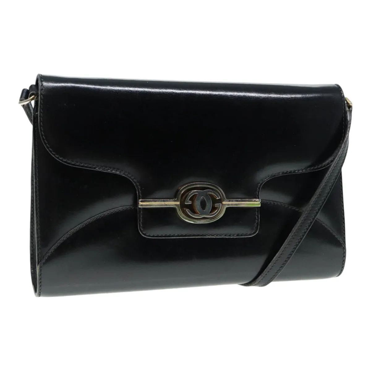 GUCCI Shoulder Bag Leather Black Gold ep5586