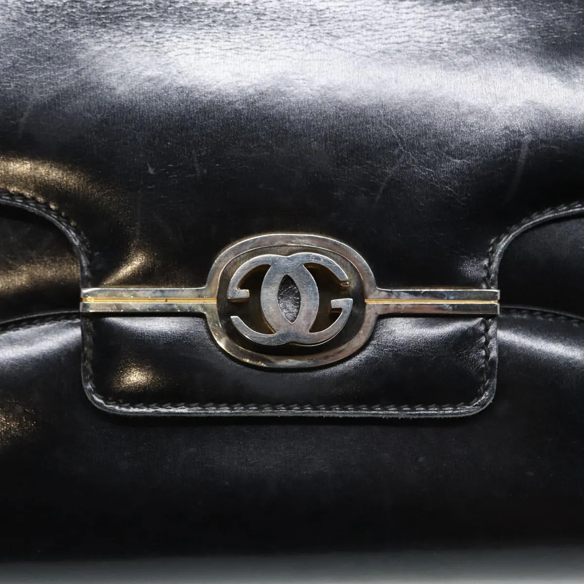 GUCCI Shoulder Bag Leather Black Gold ep5586