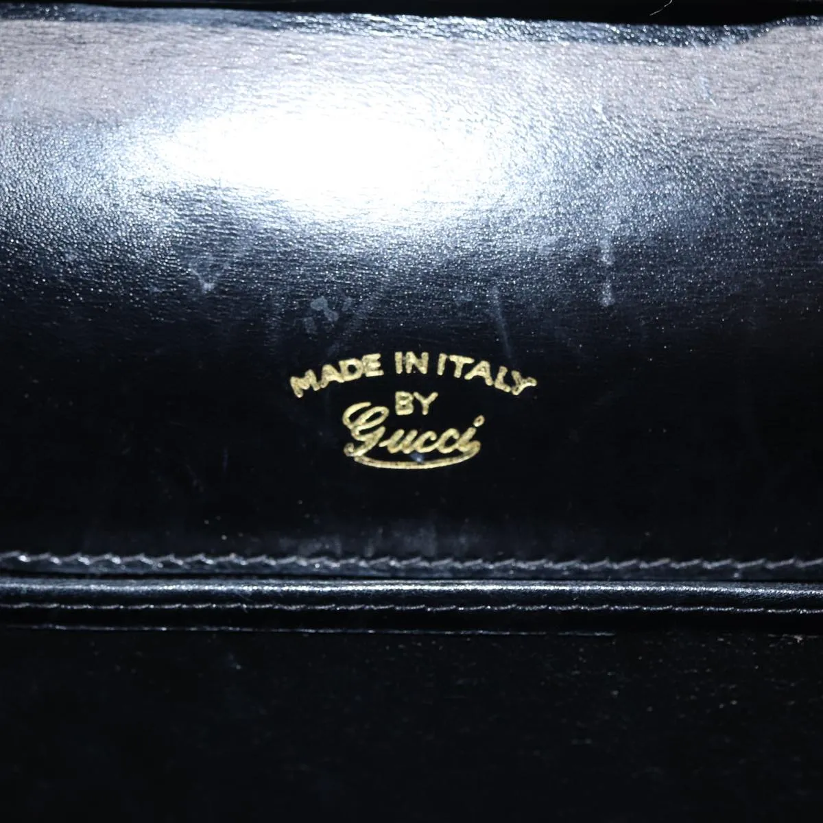 GUCCI Shoulder Bag Leather Black Gold ep5586