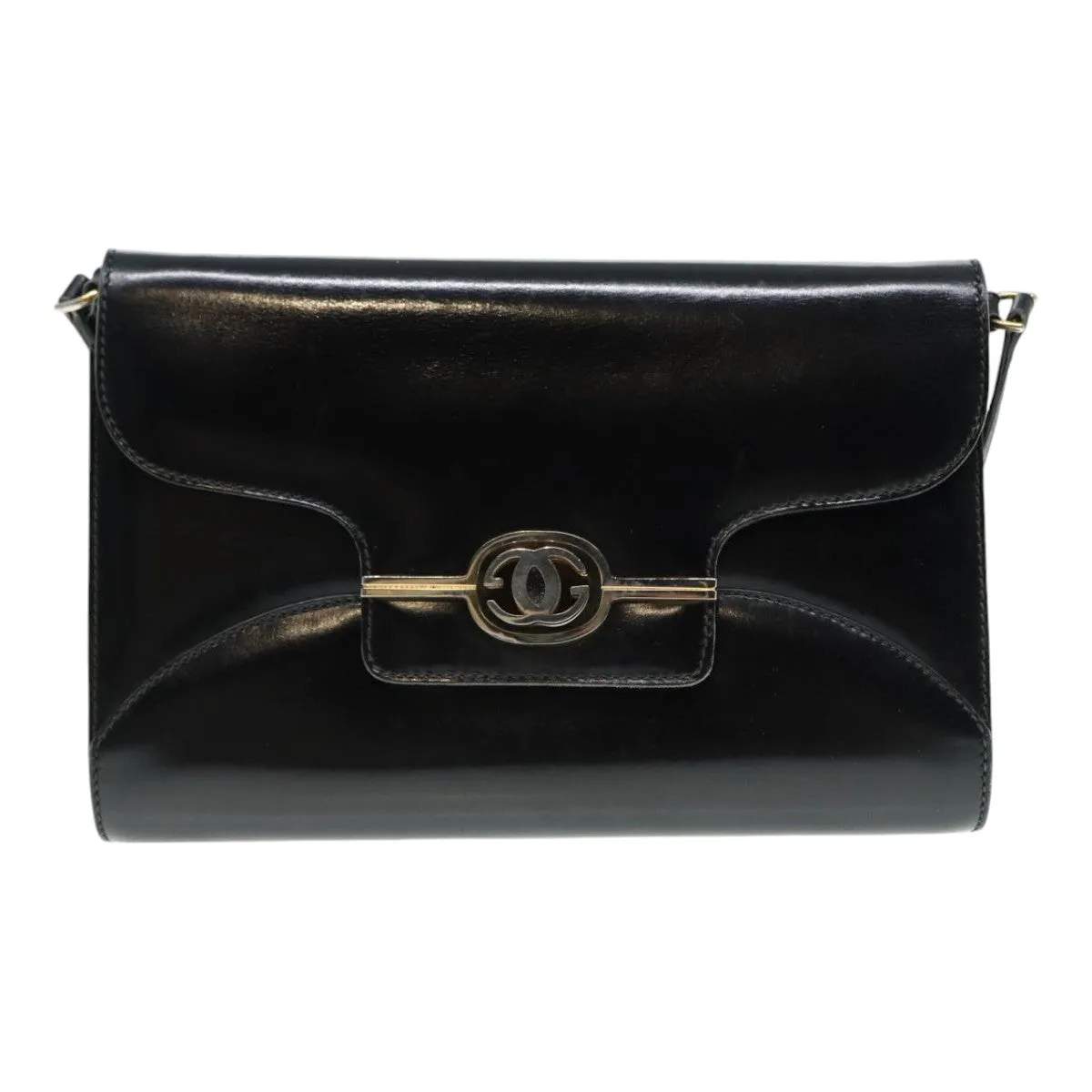 GUCCI Shoulder Bag Leather Black Gold ep5586