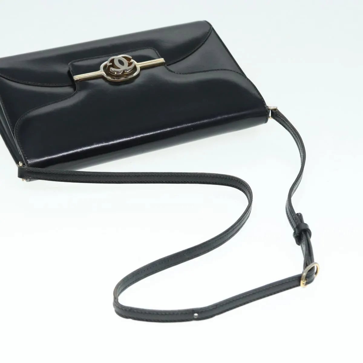 GUCCI Shoulder Bag Leather Black Gold ep5586