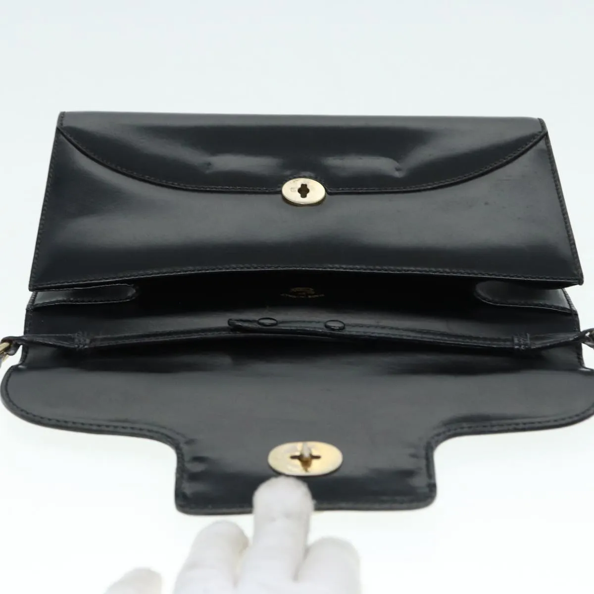 GUCCI Shoulder Bag Leather Black Gold ep5586