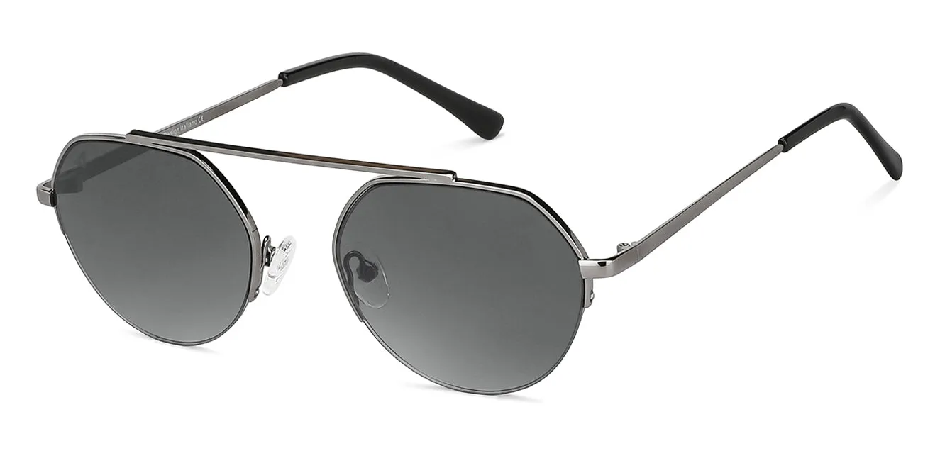 Gunmetal Round Half Rim Unisex Sunglasses by Vincent Chase-148925