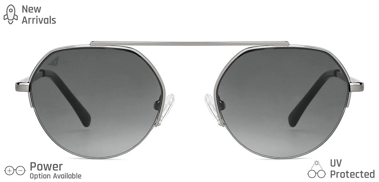 Gunmetal Round Half Rim Unisex Sunglasses by Vincent Chase-148925